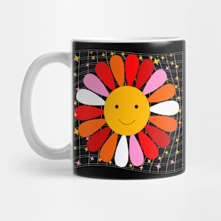 radiate positivity: retro smiley flower with sparkles Mug